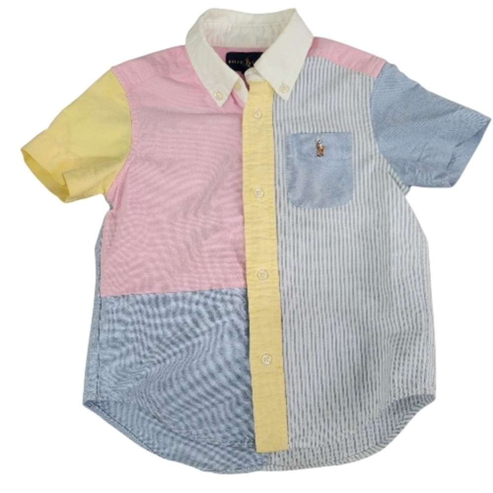 Ralph Lauren Baby Boy Multicolor Short Sleeve Dress Shirt Size 3 /3T